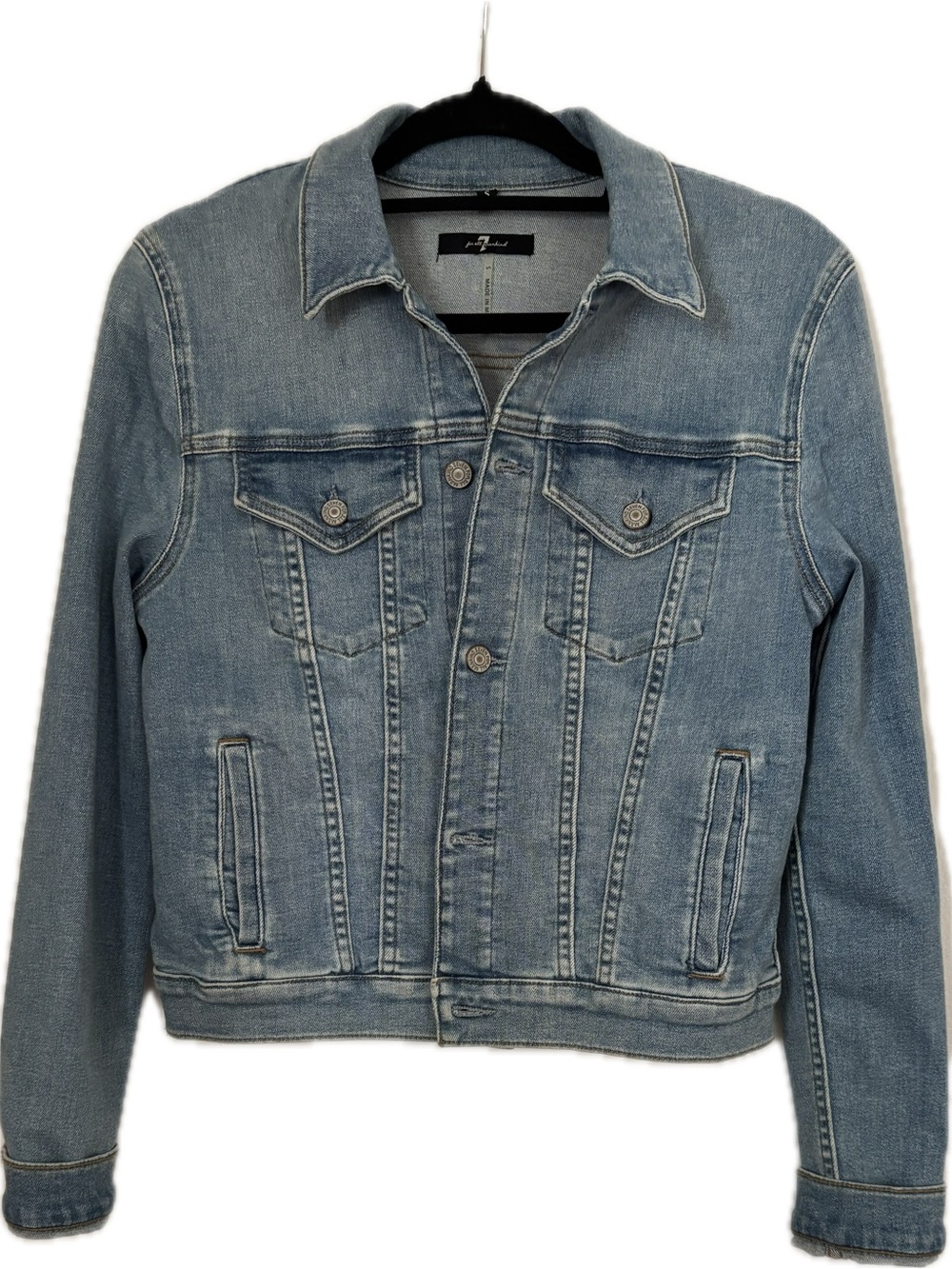 7 For All Mankind Women’s Light Blue Denim Jacket Regular Fit